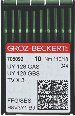 Набор игл для промышленной швейной машины Groz-Beckert UYx128 GAS 110 SES GB-10 (для трикотажа)