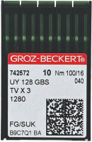 Набор игл для промышленной швейной машины Groz-Beckert UYx128 GBS 100 SUK GB-10 (для высокоэластичных тканей) - 