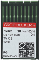 Набор игл для промышленной швейной машины Groz-Beckert UYx128 GAS 100 RG GB-10 (универсальные) - 