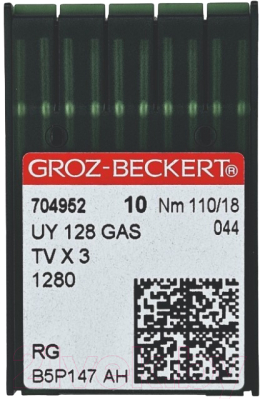 Набор игл для промышленной швейной машины Groz-Beckert UYx128 GAS 110 RG GB-10 (универсальные)