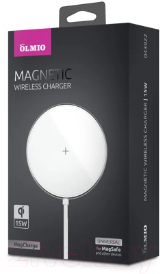 Зарядное устройство беспроводное Olmio MagCharge QI 15W / 043922 (белый)