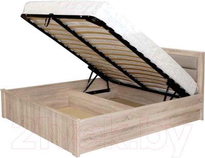 Двуспальная кровать Мебельград Элана с подъемным ортопедическим основанием 180x200 (дуб сонома)