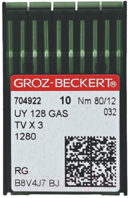Набор игл для промышленной швейной машины Groz-Beckert UYx128 GAS 80 RG GB-10 (универсальные)