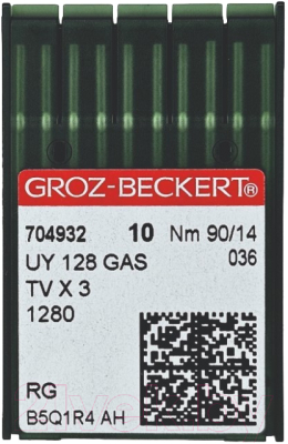 Набор игл для промышленной швейной машины Groz-Beckert UYx128 GAS 90 RG GB-10 (универсальные)