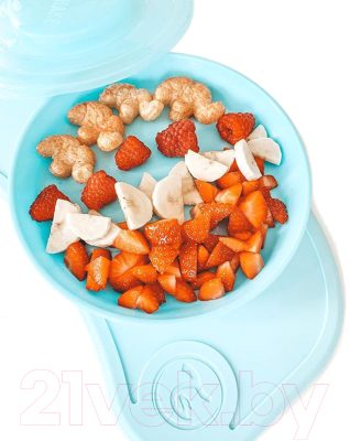 Набор посуды для кормления Twistshake Click Mat Mini коврик с тарелкой / 78440 (пастельный синий)