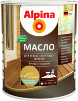 Масло для древесины Alpina Для террас (750мл, орех макадам) - 