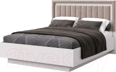 Двуспальная кровать Мебель-КМК 1600 Харди 1 КМК 0965.12 (белый текстурный/Fiore Ash)