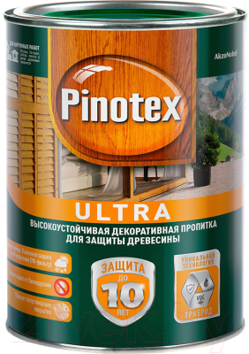 Защитно-декоративный состав Pinotex Ultra (1л, тиковое дерево)