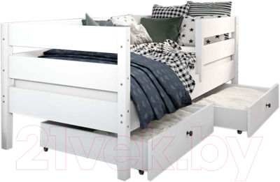 Кровать-тахта детская EcoWood Атланта 80x160 с ящиками / ECO.001.00051.80-160.W