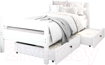 Односпальная кровать детская EcoWood Сидней 80x180 с ящиками / ECO.001.00055.80-180.W
