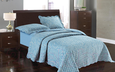 Комплект постельного белья с покрывалом Sofi de Marko Волна Жорж 160х220 / КОМ-1.6-В504 (синий)