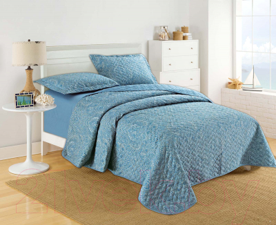 Комплект постельного белья с покрывалом Sofi de Marko Жорж 160х220 / КОМ-1.6-504 (синий)