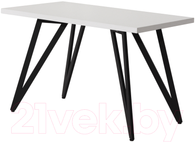 Обеденный стол Millwood Женева 2 Л 130x80x75 (белый/металл черный)