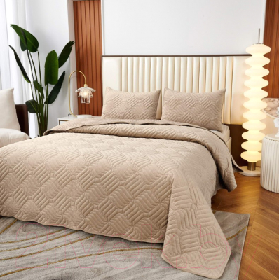 Набор текстиля для спальни Sofi de Marko Армандо 160х220 / Пок-Арм-160х220сб (светло-бежевый)