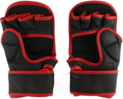 Перчатки для единоборств BoyBo Wings для ММА кожаные (S, черный/красный)
