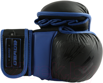Перчатки для единоборств BoyBo Wings для ММА кожаные (S, черный/синий)