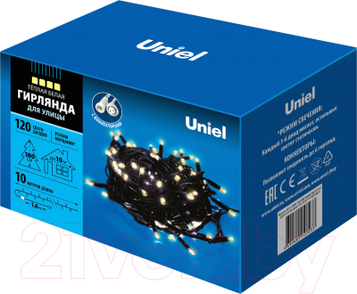 Светодиодная гирлянда Uniel ULD-S1000-120/TBK / UL-00003941 (теплый белый)