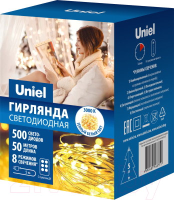 Светодиодная гирлянда Uniel ULD-S5000-500/DTA/RC / UL-00009942 (теплый белый)