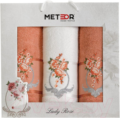 Набор полотенец METEOR Lady Rose / 11252 (3шт, в коробке, персиковый)