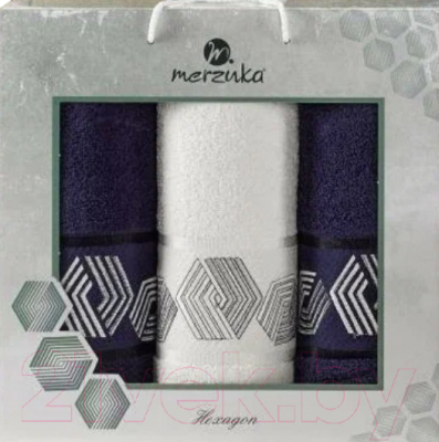 Набор полотенец Merzuka Hexagon / 11287 (3шт, в коробке, синий)