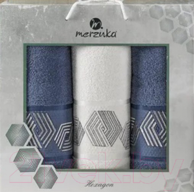 Набор полотенец Merzuka Hexagon / 11287 (3шт, в коробке, темно-голубой)