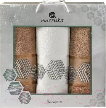 Набор полотенец Merzuka Hexagon / 11287 (3шт, в коробке, коричневый)
