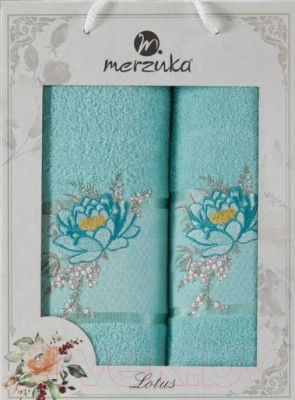 Набор полотенец Merzuka Lotus / 11296 (2шт, в коробке, бирюзовый)