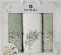 Набор полотенец Merzuka Lotus / 11297 (3шт, в коробке, зеленый) - 