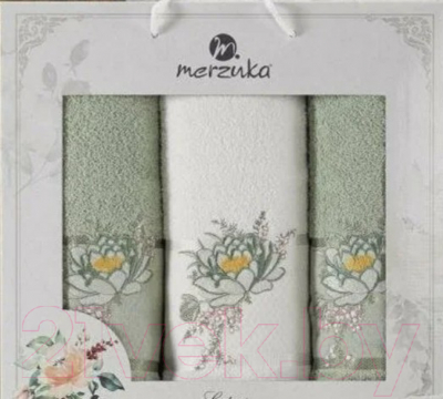 Набор полотенец Merzuka Lotus / 11297 (3шт, в коробке, зеленый)