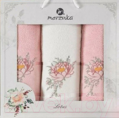Набор полотенец Merzuka Lotus / 11297 (3шт, в коробке, розовый)