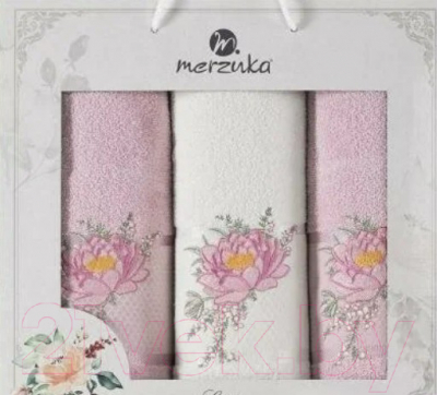 Набор полотенец Merzuka Lotus / 11297 (3шт, в коробке, светло-розовый)