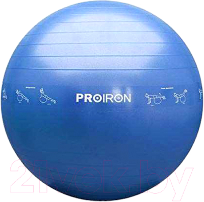Фитбол гладкий Proiron С принтом / ФП65Г (голубой)