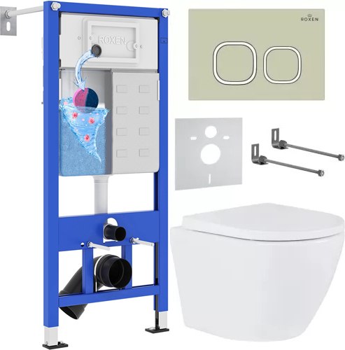 Унитаз подвесной с инсталляцией Roxen StounFix Dual Fresh 966464