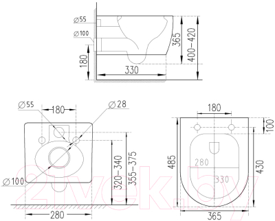 Унитаз подвесной с инсталляцией Roxen StounFix Slim 966617