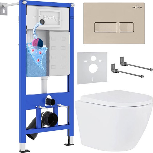 Унитаз подвесной с инсталляцией Roxen StounFix Dual Fresh 966628