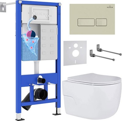 Унитаз подвесной с инсталляцией Roxen StounFix Slim 966662 - 