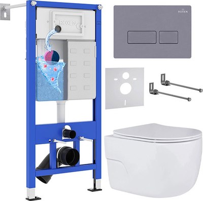 

Унитаз подвесной с инсталляцией, StounFix Slim 966779