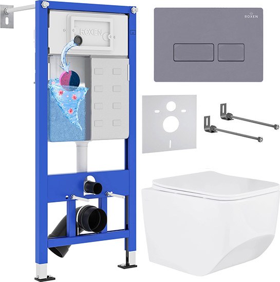 Унитаз подвесной с инсталляцией Roxen StounFix Dual Fresh 966786