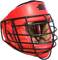 Боксерский шлем BoyBo Flexy BP2005 с металлической решеткой (XL, красный) - 