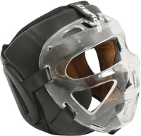 Боксерский шлем BoyBo Flexy BP2006 с пластиковым забралом (M, черный) - 