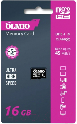 Карта памяти Olmio microSDHC 16GB Class 10 UHS-I