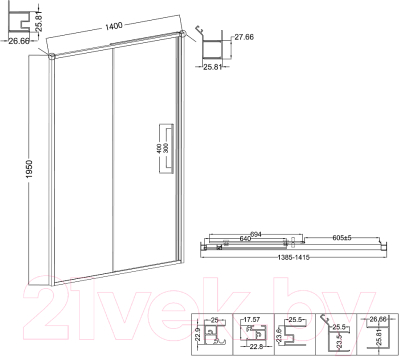 Душевая дверь Niagara NG-85-14TB 140x195 (черный матовый/тонированное стекло)