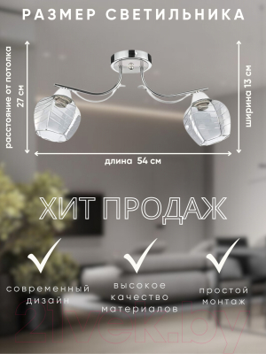 Потолочный светильник Aitin-Pro НПБ 02-2х60-102 / 6031/2 (хром/белый)