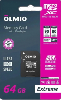 Карта памяти Olmio microSDXC 64GB Extreme UHS-I (U3) - 