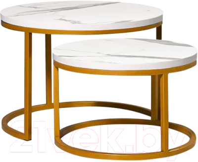 Комплект журнальных столиков Мир стульев №6 60x60 (золото/белый мрамор)