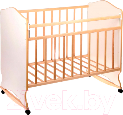 Детская кроватка VDK Морозко колесо-качалка (белый/береза)