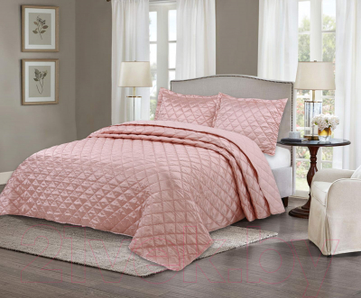Набор текстиля для спальни Sofi de Marko Паола 240х260 / Пок-П02п-240х260 (пепельно-розовый)