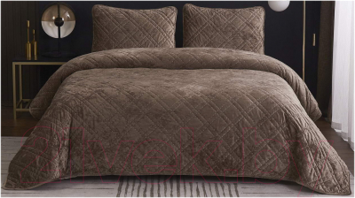 Набор текстиля для спальни Sofi de Marko Селена 160х220 / Пок-СЛк-160х220 (капучино)
