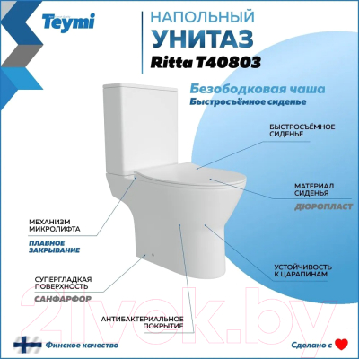 Унитаз напольный Teymi Ritta / T40803 (с сиденьем)