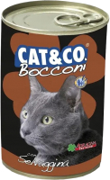 Влажный корм для кошек Adragna Cat&Co кусочки дичи в соусе (405г) - 